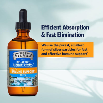 Sovereign Silver Immune Support - Colloidal Silver 10 ppm (4 oz / 118 mL) | Bio-Active Hydrosol