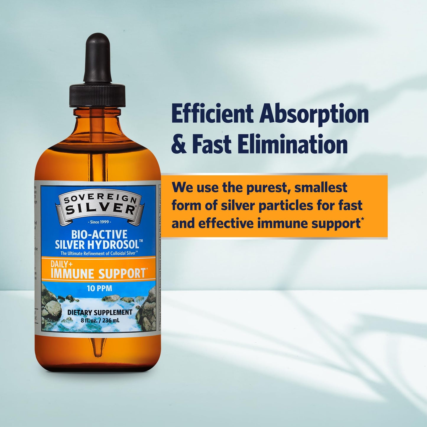 Sovereign Silver Immune Support - Colloidal Silver 10 ppm, 8 fl oz (236 mL)