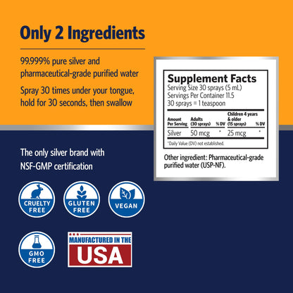 Sovereign Silver Immune Support – Colloidal Silver Hydrosol 10 ppm | Fine Mist Spray 2 fl oz