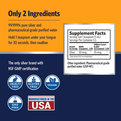 Sovereign Silver Immune Support - Colloidal Silver 10 ppm, 1 fl oz