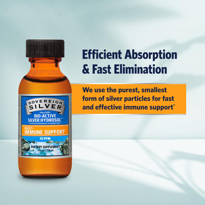 Sovereign Silver Immune Support - Colloidal Silver 10 ppm, 1 fl oz