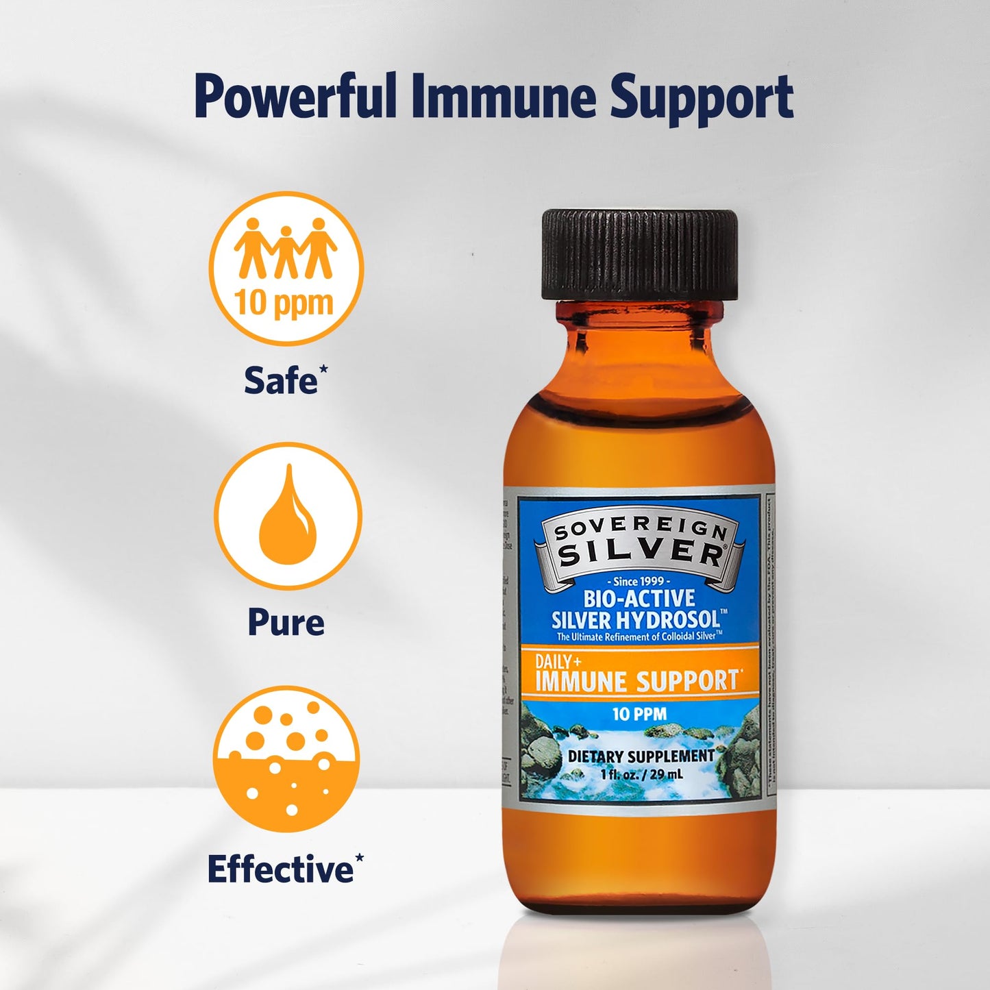 Sovereign Silver Immune Support - Colloidal Silver 10 ppm, 1 fl oz