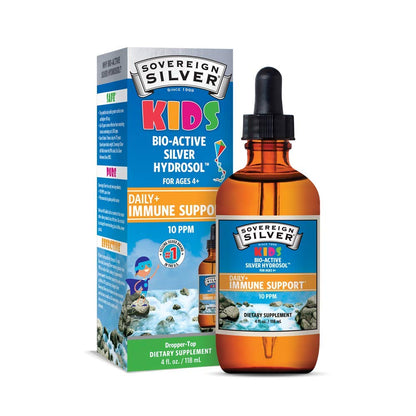 Sovereign Silver Kids Immune Support - 10 ppm Colloidal Silver for Children, 4 Fl Oz (118 mL)