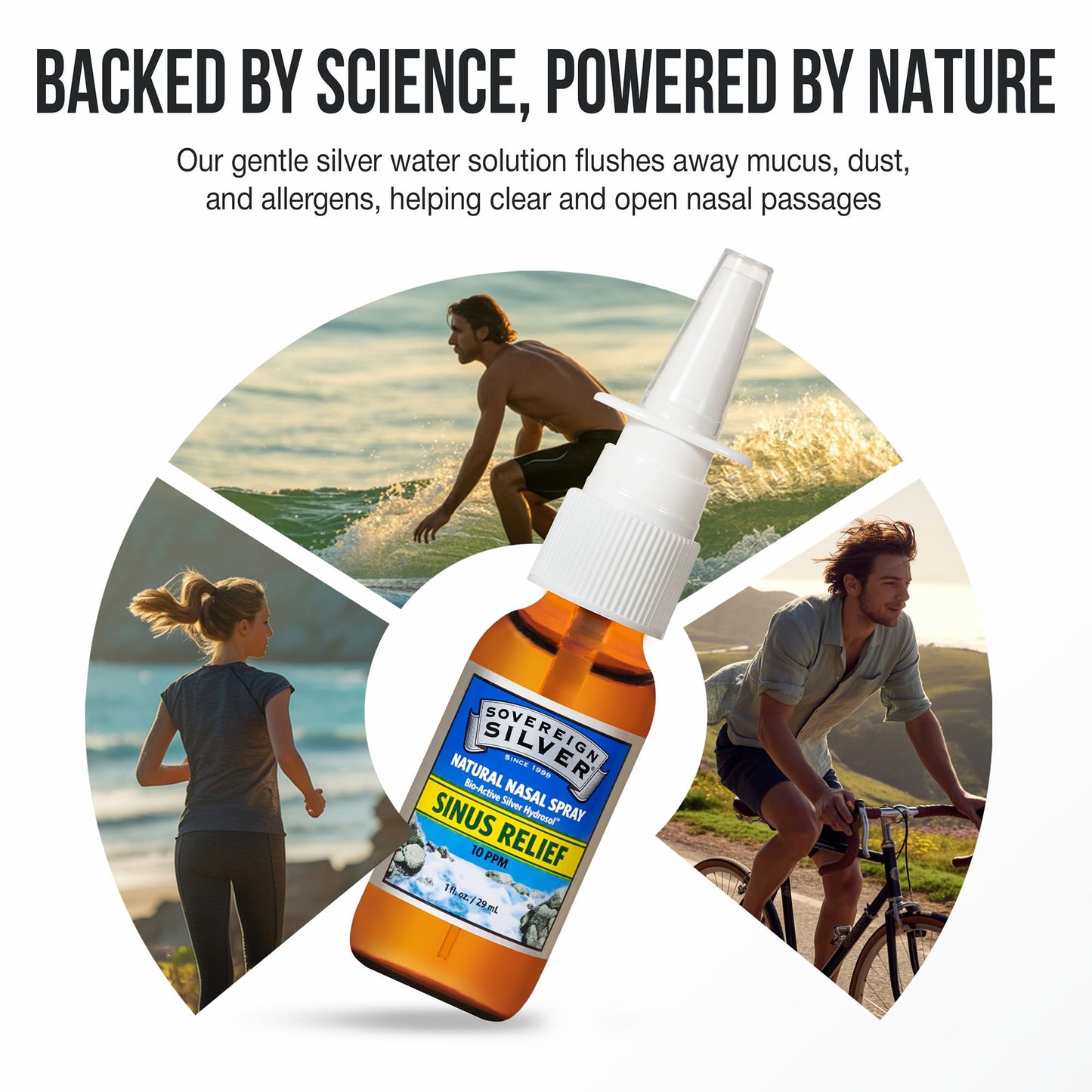Sovereign Silver Natural Nasal Spray (10 ppm) - Drug-Free Colloidal Silver for Nasal Comfort & Immune Support, Adults & Kids, 1 fl oz