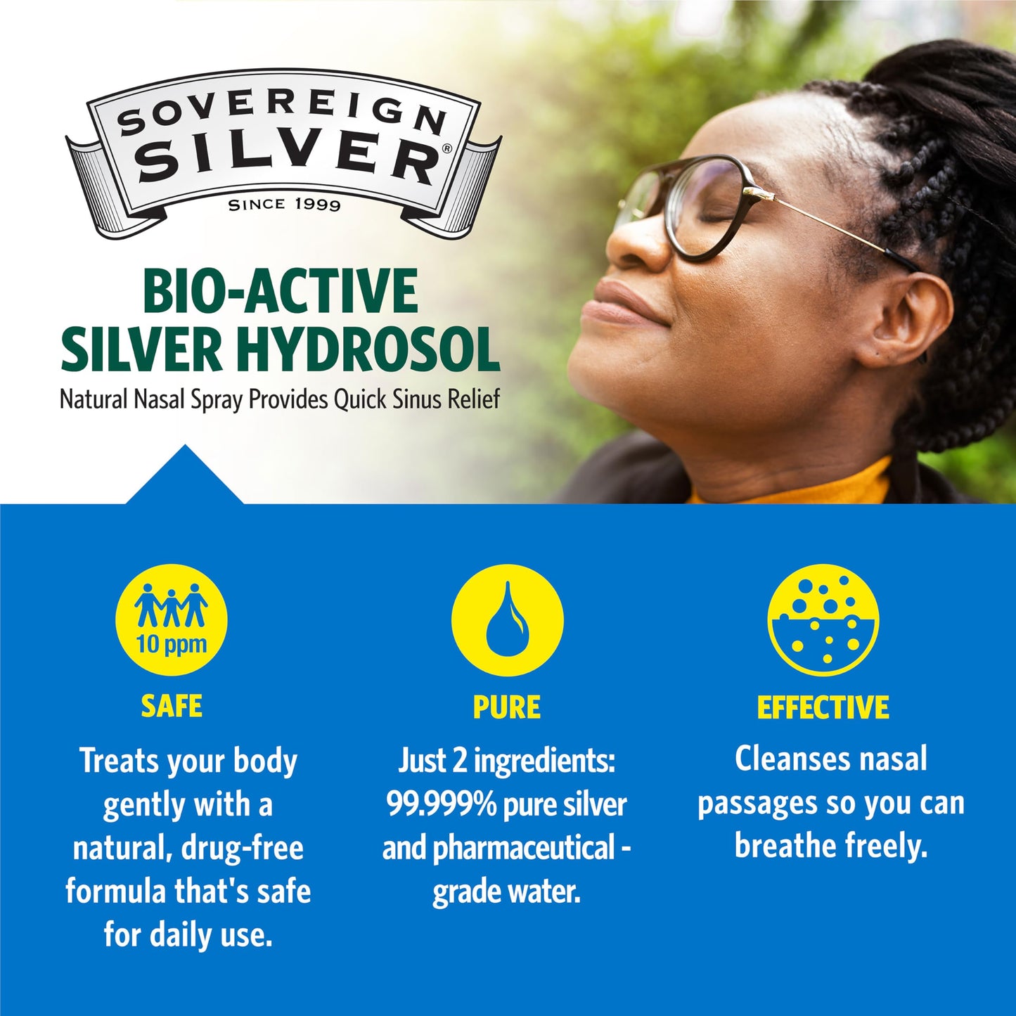 Sovereign Silver Nasal Spray - Colloidal Silver for Sinus & Immune Support, 10 ppm, 2 fl oz (59 mL)