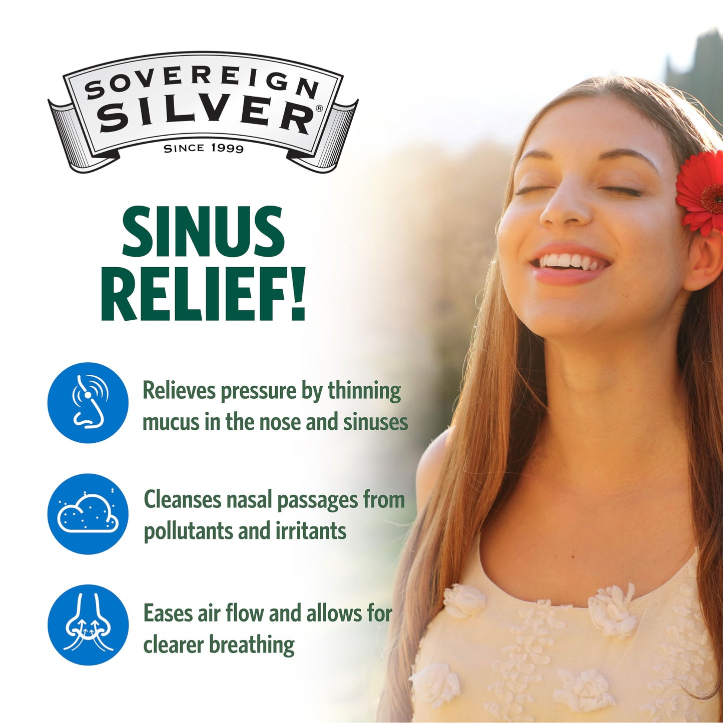 Sovereign Silver Nasal Spray - Colloidal Silver for Sinus & Immune Support, 10 ppm, 2 fl oz (59 mL)