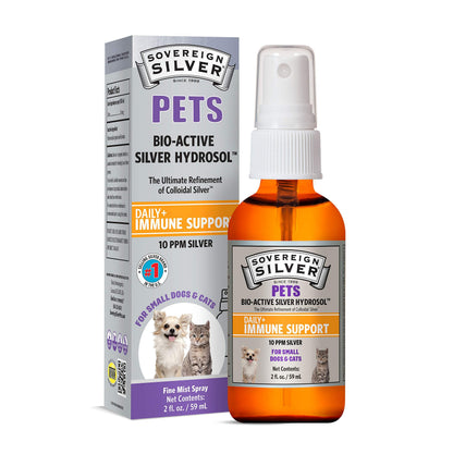 Sovereign Silver Pets Immune Support – 10 ppm Colloidal Silver Hydrosol, 2 oz Fine Mist