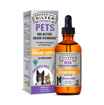 Sovereign Silver Pets Immune Support - 10 ppm Colloidal Silver for Dogs & Cats, 4 oz