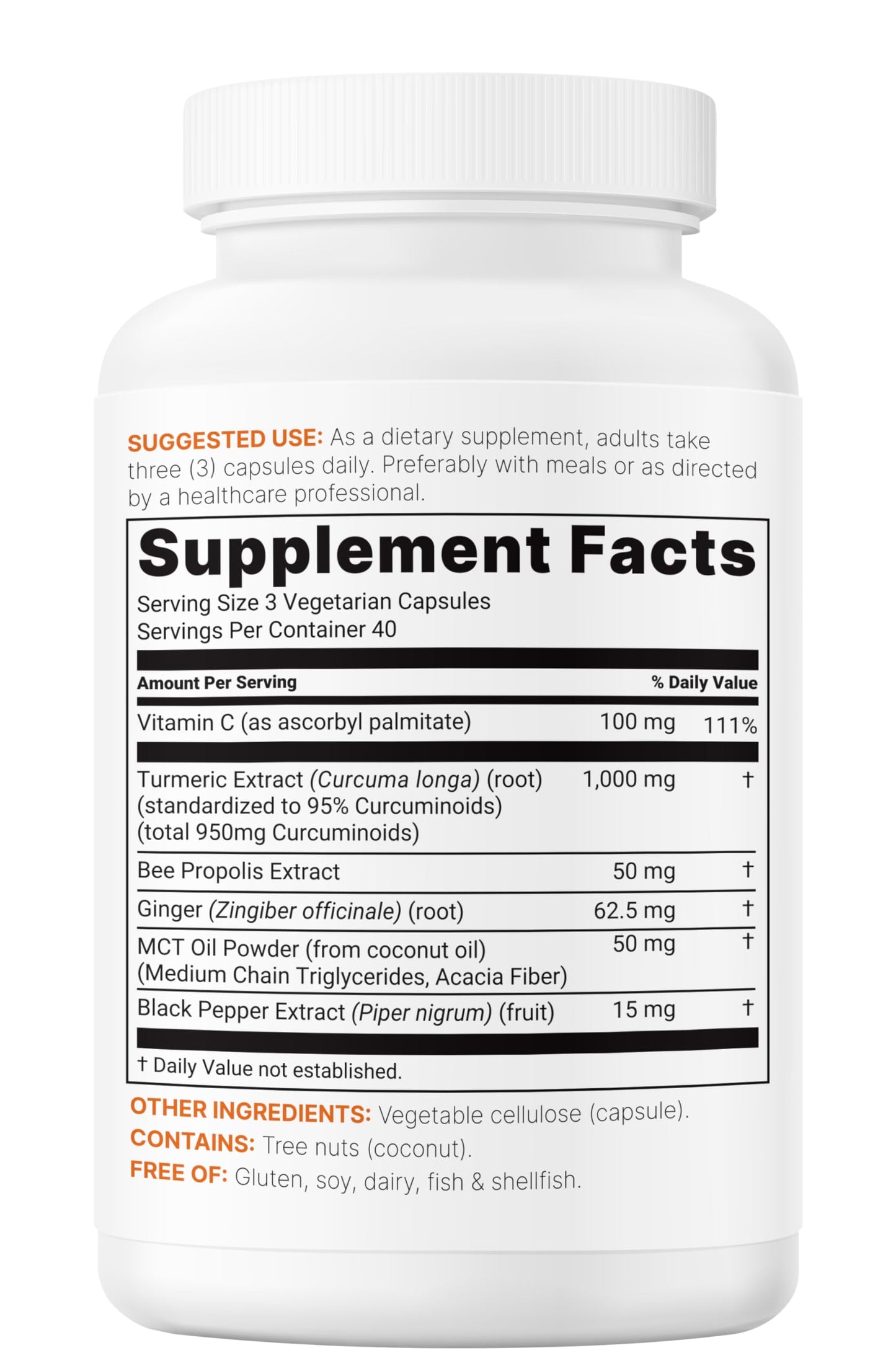 Pure Turmeric Curcumin 1,000mg | 95% Curcuminoids | 120 Veggie Capsules