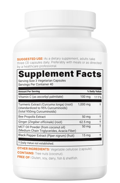 Pure Turmeric Curcumin 1,000mg | 95% Curcuminoids | 120 Veggie Capsules