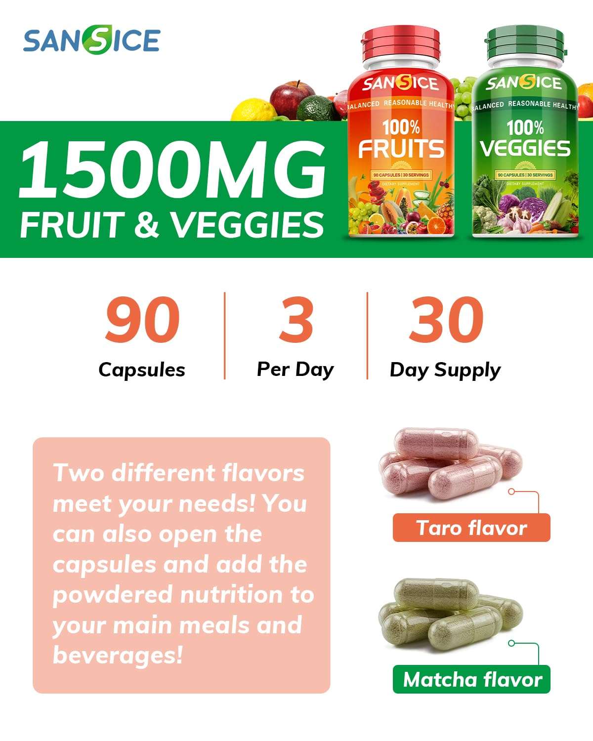 Fruits & Veggies Supplement – Natural Fruit & Vegetable Vitamins for Women, Men & Kids | Soy Free & Non-GMO