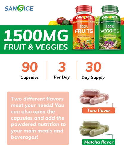 Fruits & Veggies Supplement – Natural Fruit & Vegetable Vitamins for Women, Men & Kids | Soy Free & Non-GMO