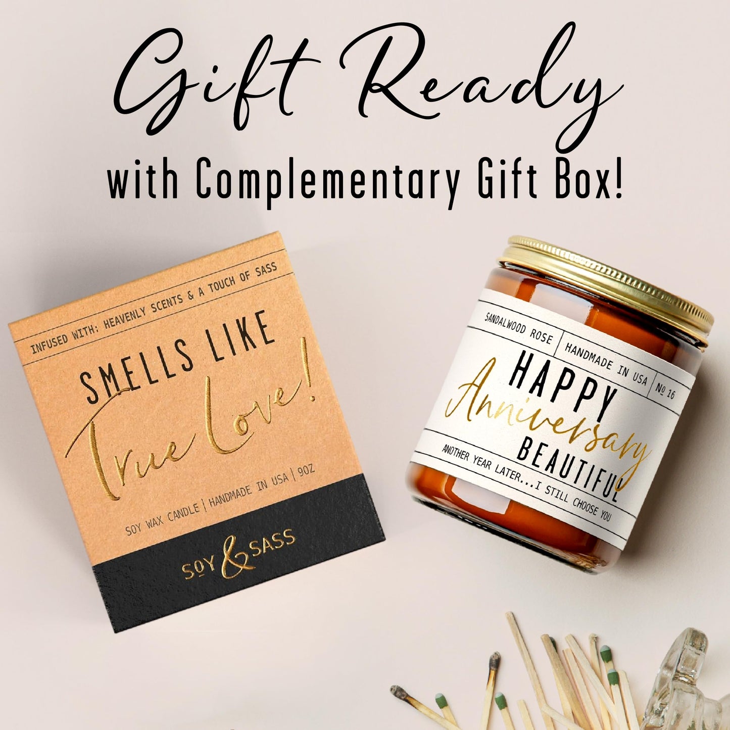 Anniversary Gifts for Women - Happy Anniversary Beautiful Candle | USA Made