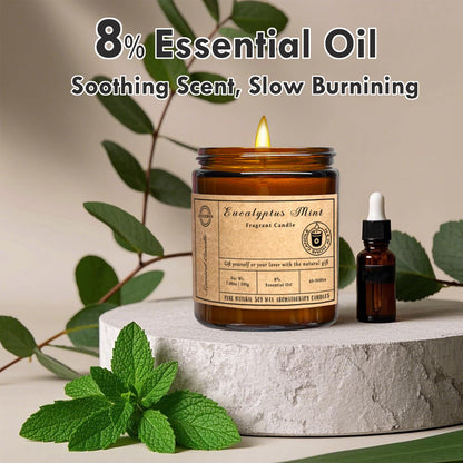 Scented Candles 7oz Eucalyptus Mint – Soy Wax Aromatherapy, Long-Lasting, Non-Toxic