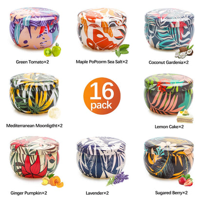 Soy Wax Candle Gift Set – 16 Pack with Dried Flowers | Aromatherapy Gifts