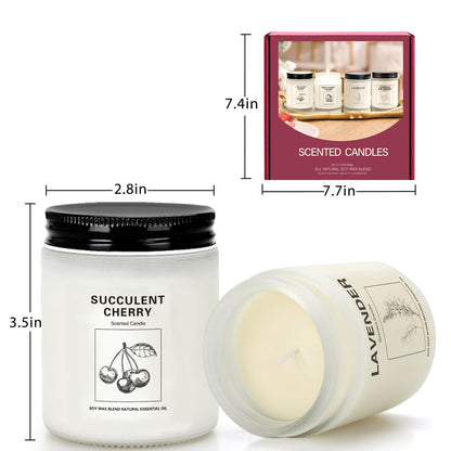 Soy Wax Scented Candle Gift Set – 4 Pack (Lavender, Orange & Ginger, Vanilla) | Long-Lasting Aromatherapy Candles