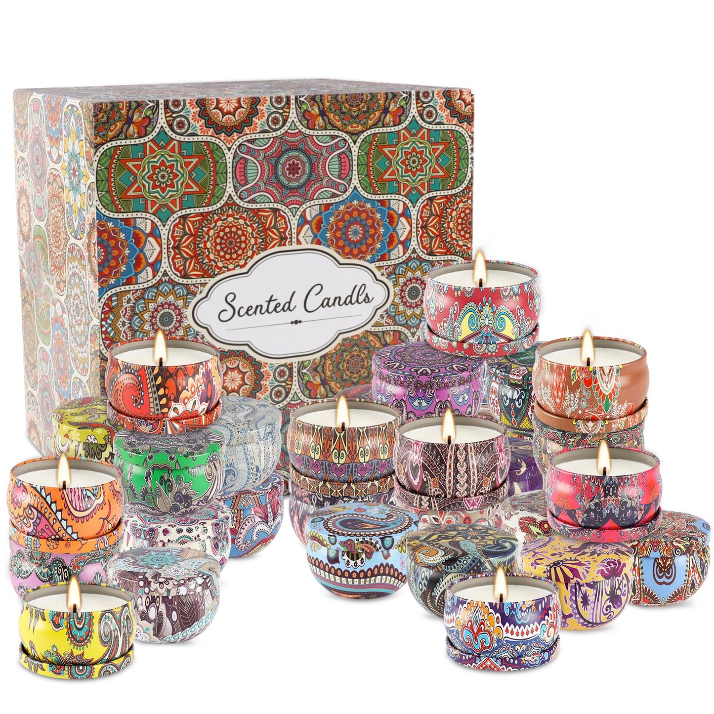 36 Pack Scented Candles Set – Natural Soy Wax, Aromatherapy Gift