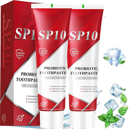 2PC SP-10 Probiotic Whitening Toothpaste – Fresh Breath, Deep Cleaning & Stain Removal (Natural Formula)