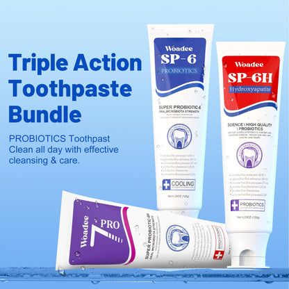SP-6 Toothpaste Set – 6 Probiotics Whitening & Fresh Breath, Fluoride-Free (2 Tubes, Red & Purple)