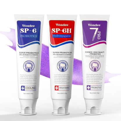 SP-6 Hydroxyapatite Toothpaste Set – 3 Tubes, Fluoride-Free, Enamel Safe, 7-Pro Probiotics Whitening