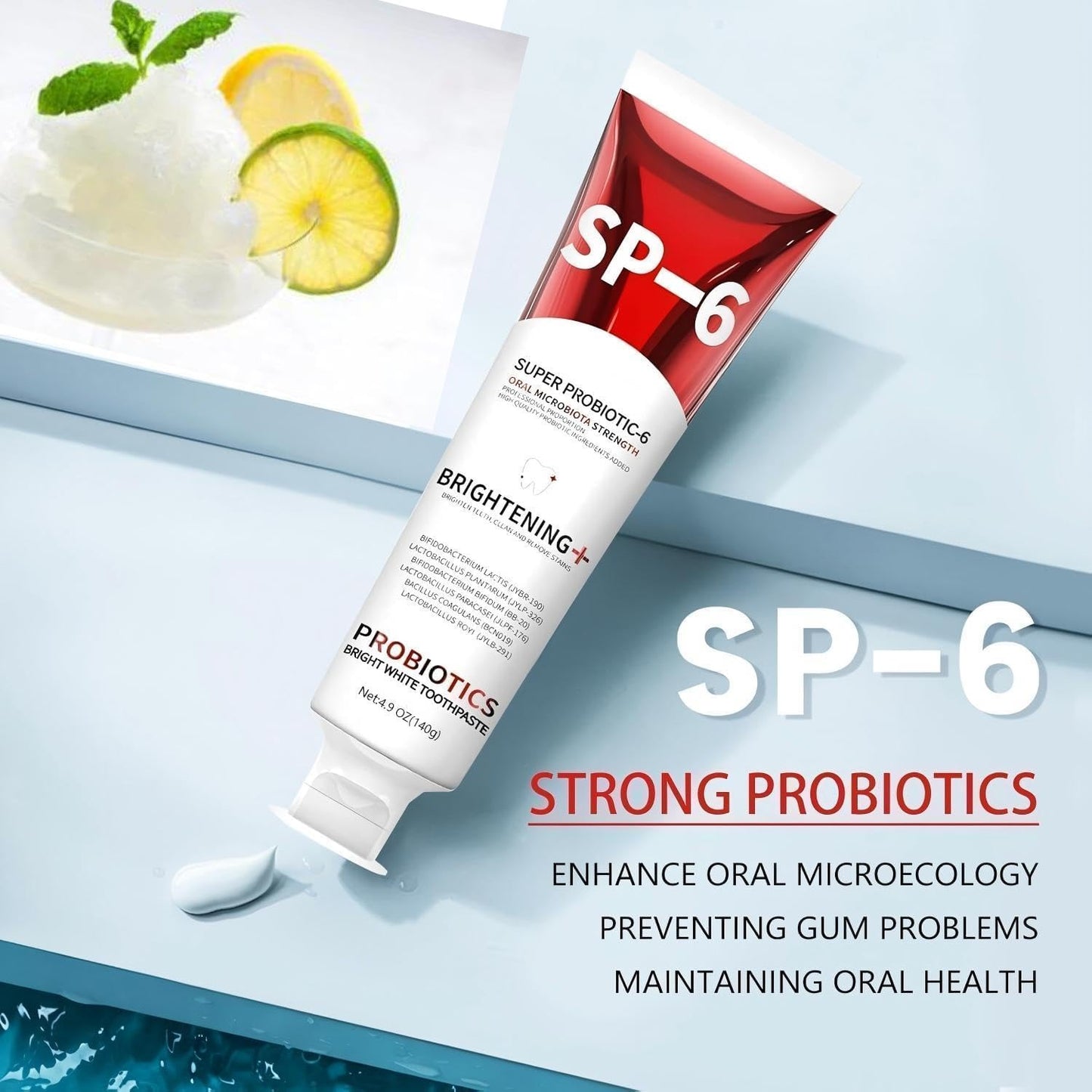 SP-6 Probiotic Whitening Toothpaste & SP-6 Ultra Whitening Toothpaste – Fluoride-Free, Fresh Mint Flavor, 3pc Pack