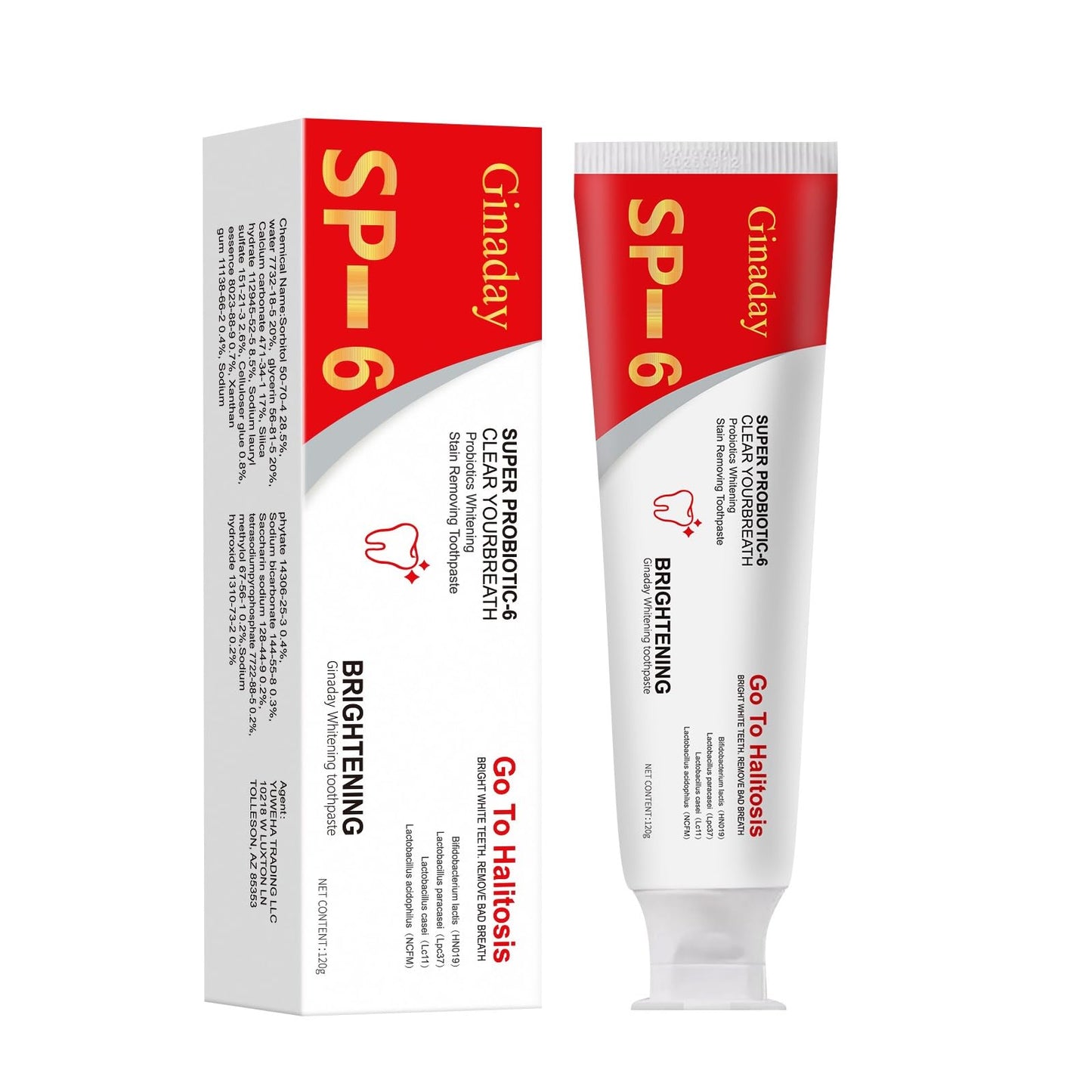 SP-6 Probiotic Toothpaste - Deep Cleaning, Fresh Breath, Ultra Whitening