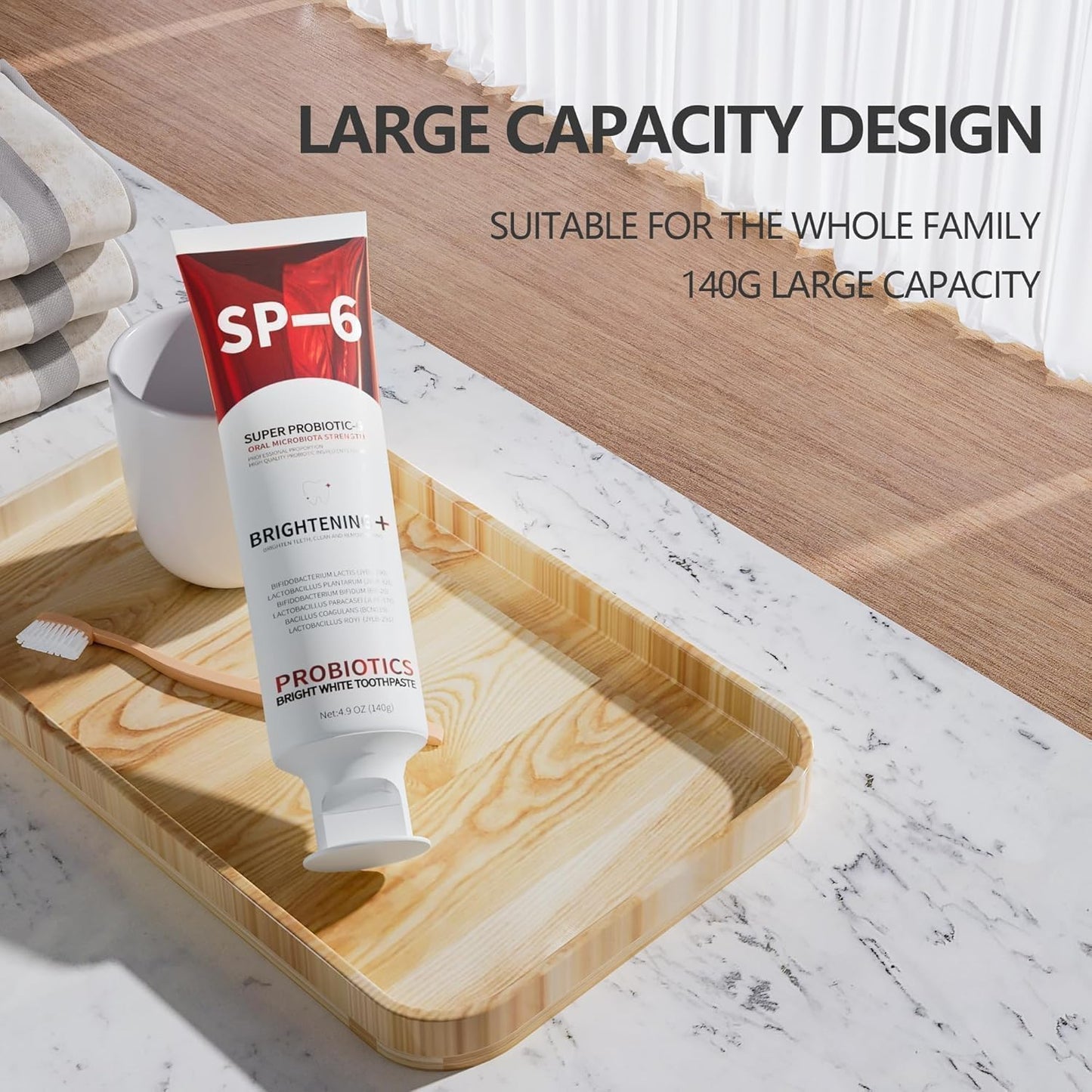 SP-6 Probiotic Toothpaste – Niacinamide Whitening, 6 Probiotics, Fluoride-Free