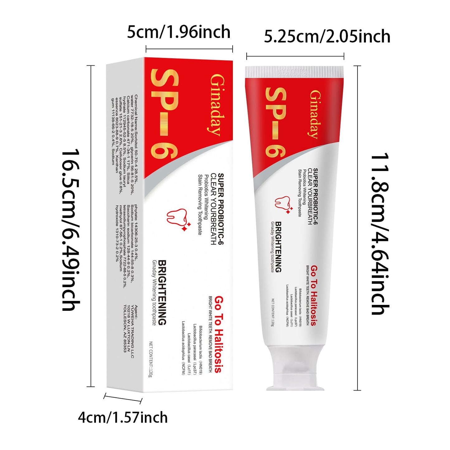 SP-6 Probiotic Toothpaste - Deep Cleaning, Fresh Breath, Ultra Whitening