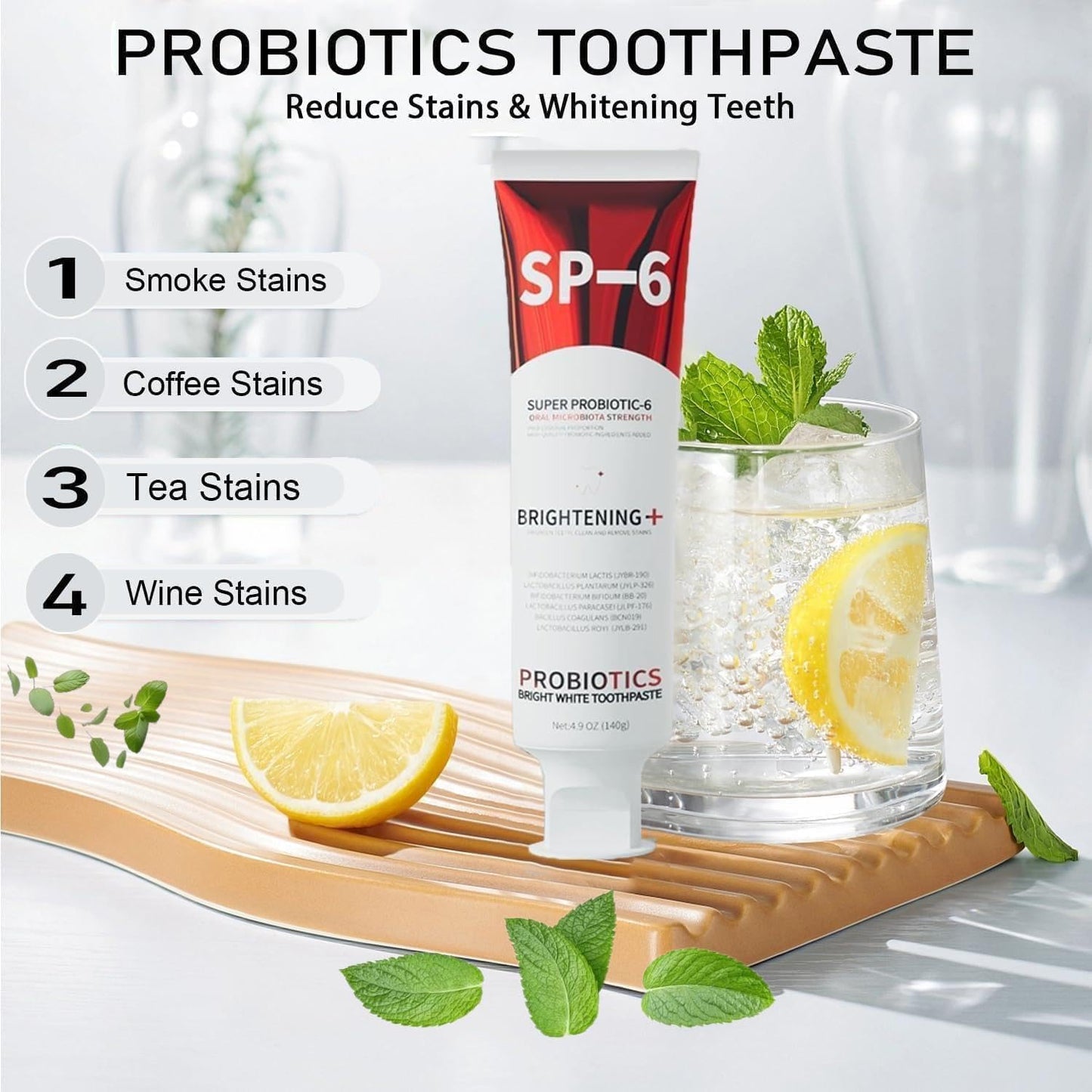 Sp-6 Probiotic Whitening Toothpaste – Fluoride-Free, Fresh Mint (2pc Bundle)