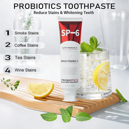 Sp-6 Probiotic Whitening Toothpaste – Fluoride-Free, Fresh Mint (2pc Bundle)