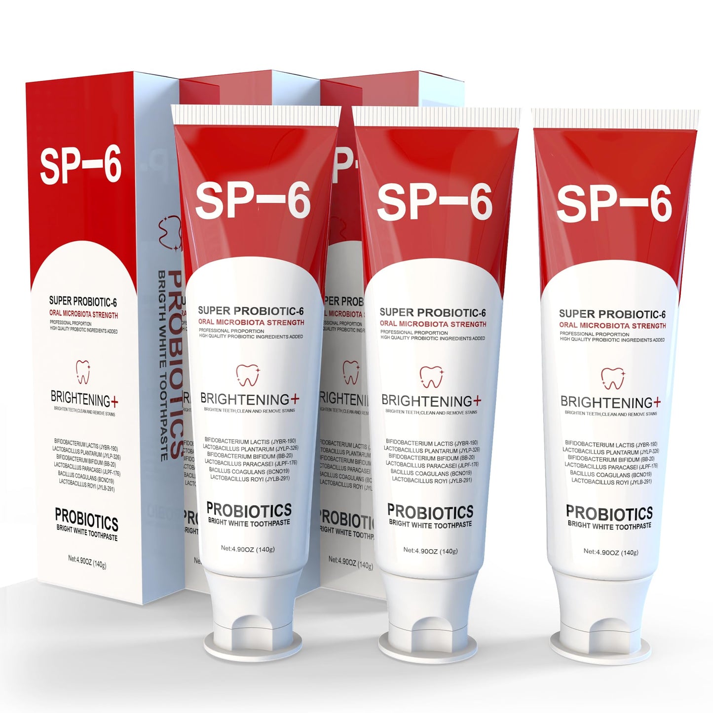 SP-6 Probiotic Whitening Toothpaste - 6 Probiotics, Fluoride-Free, Fresh Breath