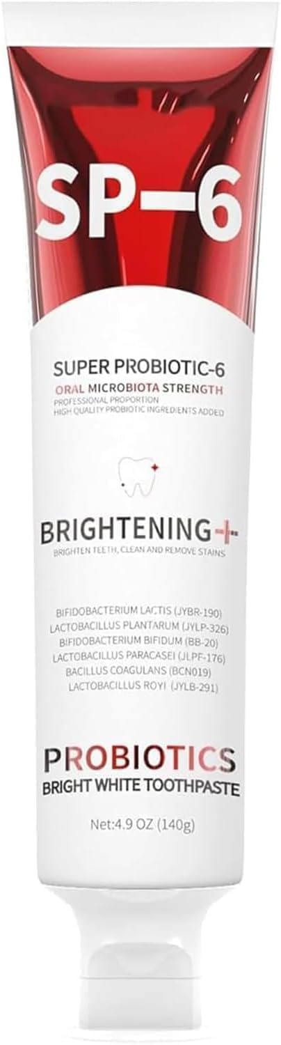 SP-6 Probiotic Whitening Toothpaste – 6 Probiotics for Whitening, Gum Health, Enamel-Safe, Fluoride-Free, Fresh Mint | 4.9 oz