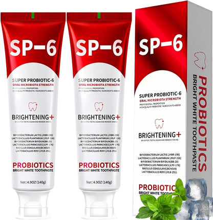 Sp-6 Probiotic Whitening Toothpaste – Fluoride-Free, Fresh Mint (2pc Bundle)