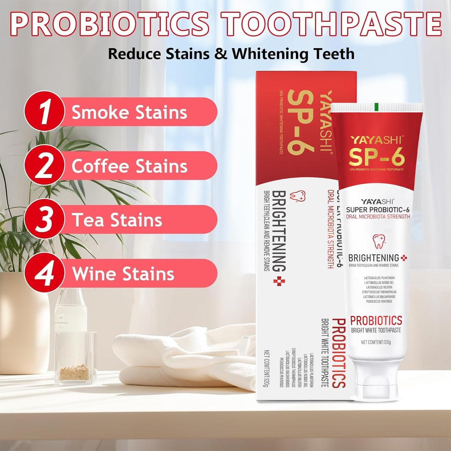 2-Pack SP-6 Probiotic Whitening Toothpaste – Enamel-Safe, Fluoride-Free, Double Mint