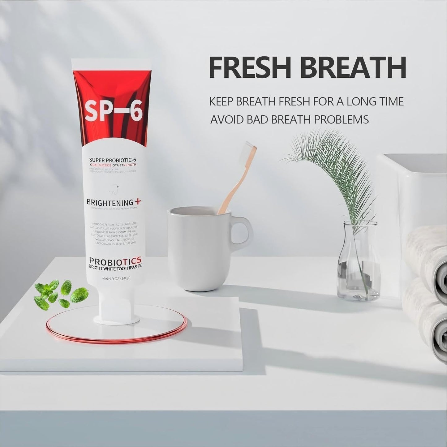 Sp-6 Probiotic Whitening Toothpaste – Fluoride-Free, Fresh Mint (2pc Bundle)