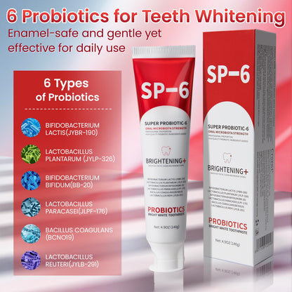 SP-6 Probiotic Whitening Toothpaste – 6 Probiotics, Enamel-Safe, Fluoride-Free, Fresh Mint