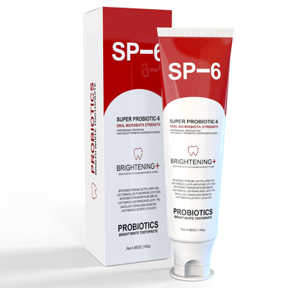 SP-6 Probiotic Whitening Toothpaste – 4.9 oz, 6 Probiotics, Fluoride-Free, Minty Fresh