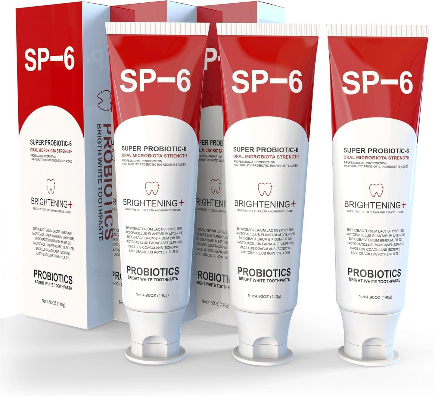 SP-6 Probiotic Whitening Toothpaste - Enhanced Formula with 6 Probiotics for Teeth Whitening and Gum Health - Enamel-Safe, Fluoride-Free, Fresh Mint Flavor, 4.9Oz (3)