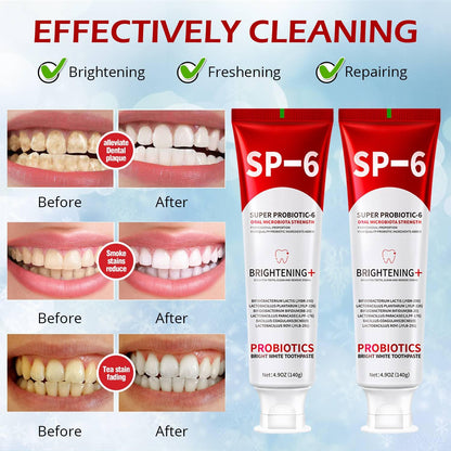 SP-6 Probiotics Whitening Toothpaste – Probiotics for Whitening, Gum Health, Enamel-Safe, Fluoride-Free
