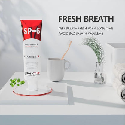 SP-6 Probiotics Whitening Toothpaste – Enamel-Safe, Fluoride-Free, Fresh Mint