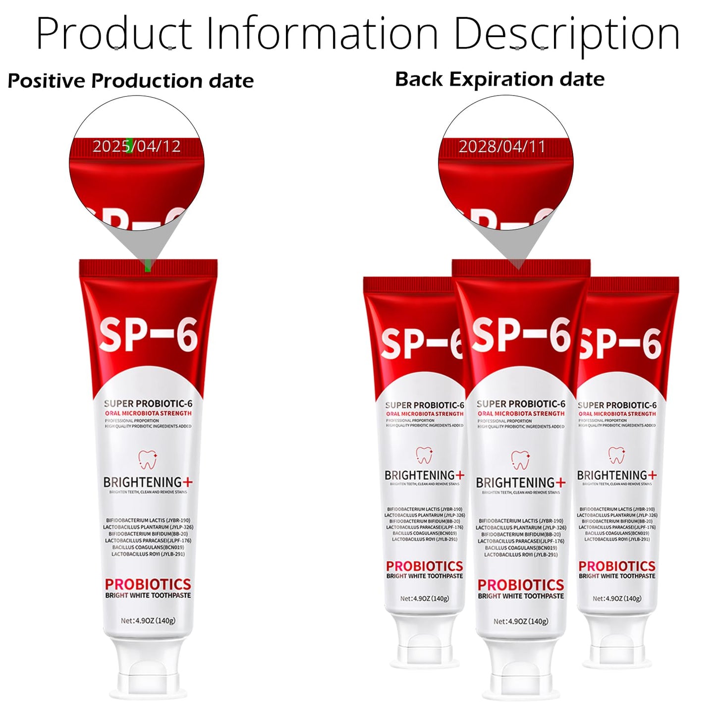 SP-6 Probiotics Whitening Toothpaste – Probiotics for Whitening, Gum Health, Enamel-Safe, Fluoride-Free