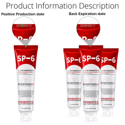 SP-6 Probiotics Whitening Toothpaste – Probiotics for Whitening, Gum Health, Enamel-Safe, Fluoride-Free