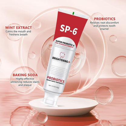 SP-6 Probiotics Whitening Toothpaste – 6 Probiotics, Fluoride-Free, Mint