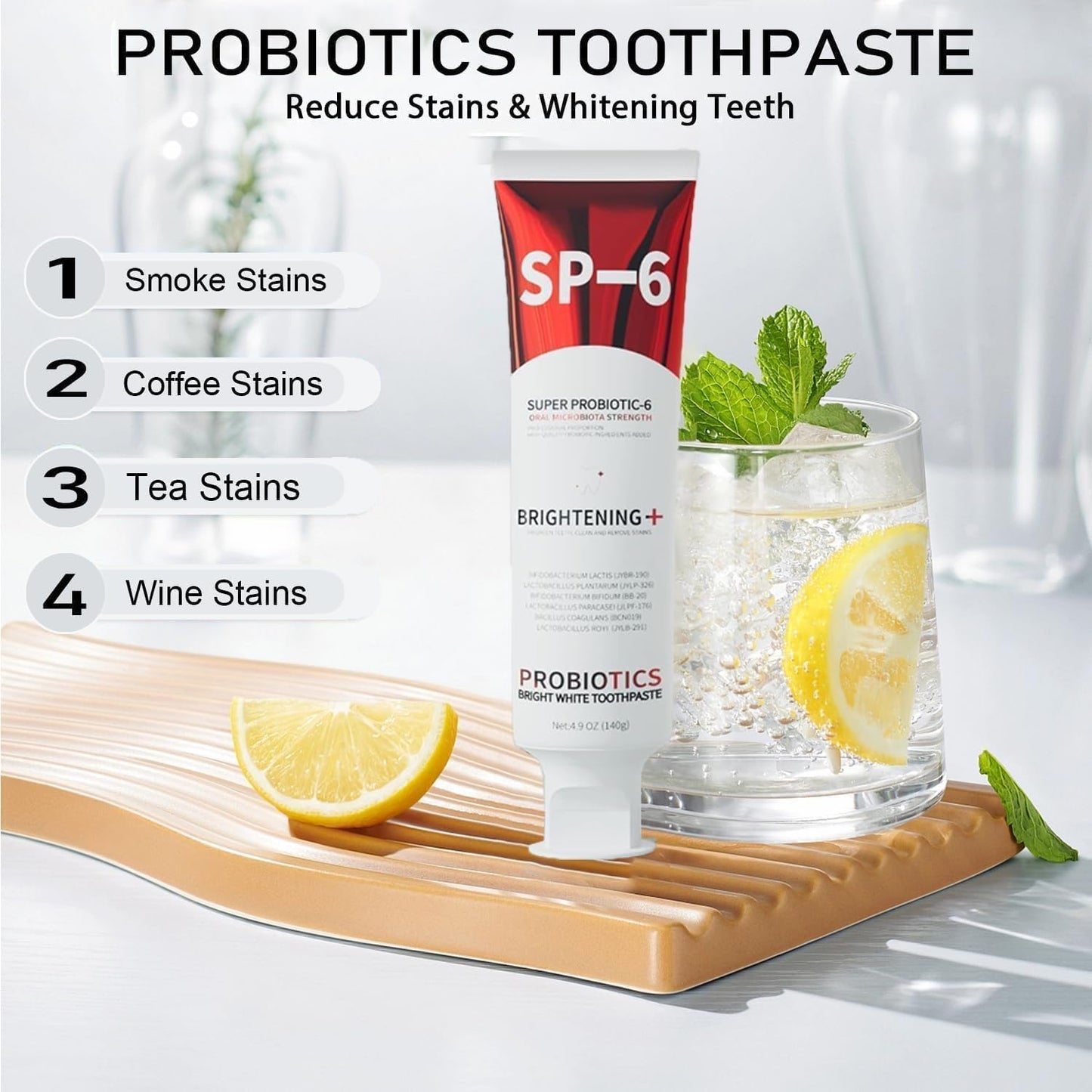 SP-6 Probiotics Whitening Toothpaste – Whitening & Gum Health, Fluoride-Free