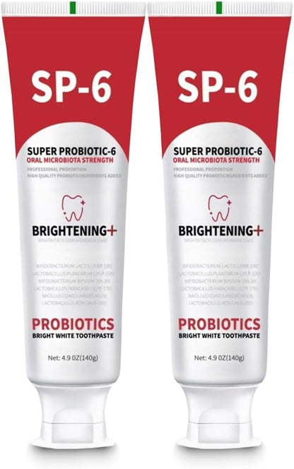 SP-6 Probiotics Whitening Toothpaste – Teeth Whitening, Gum Health, 6 Probiotics, Fluoride-Free, Minty Fresh
