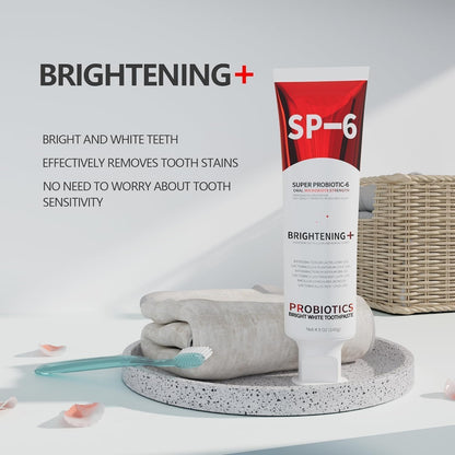 SP-6 Probiotic Whitening Toothpaste - Enhanced Formula with 6 Probiotics for Teeth Whitening and Gum Health - Enamel-Safe, Fluoride-Free, Fresh Mint Flavor, 4.9Oz (3)