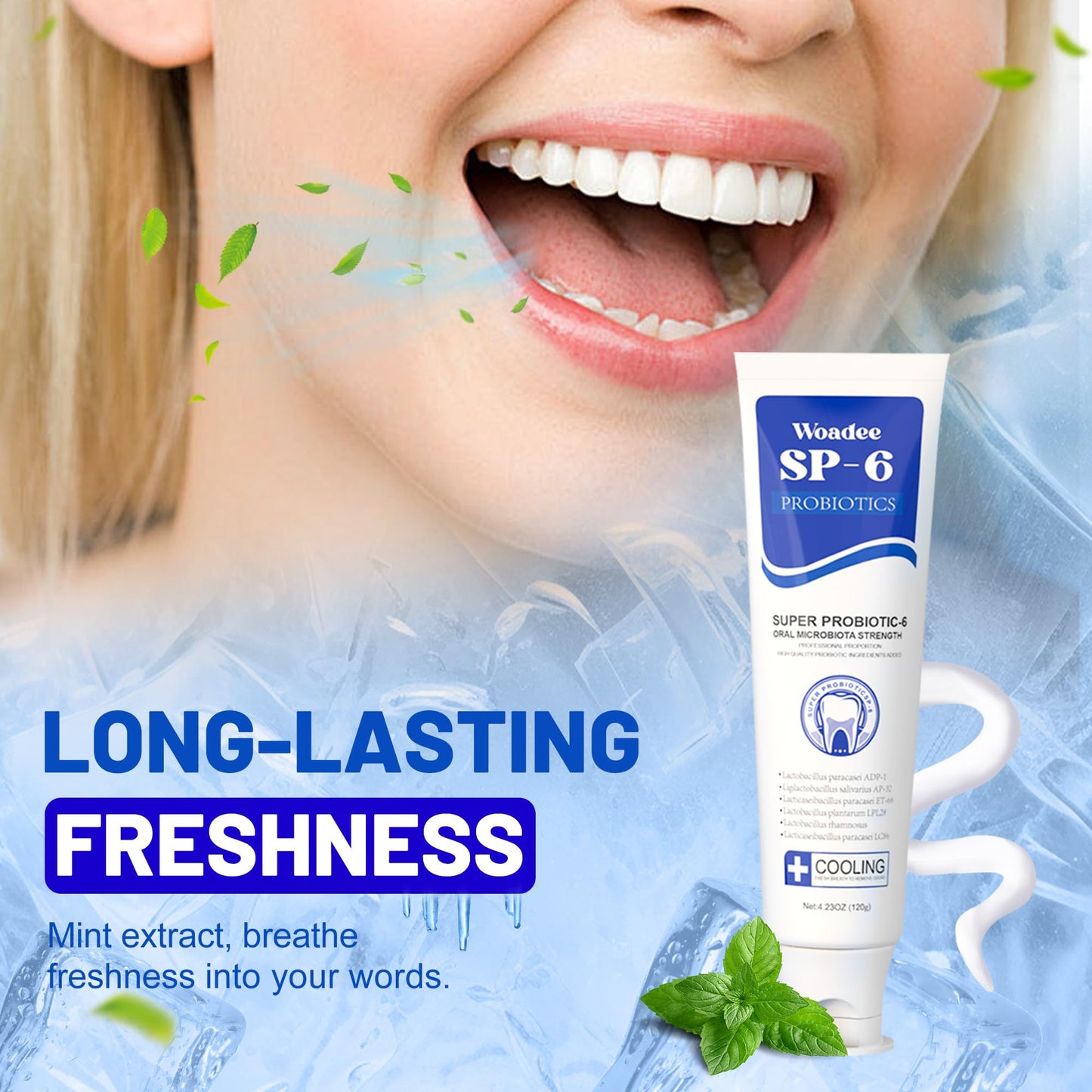 SP-6 Toothpaste Set — 6 Probiotics for Whitening & Fresh Breath (Fluoride-Free, Enamel Safe, 2-Tube Pack)