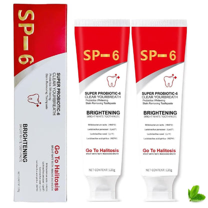 Sp-6 Ultra Whitening Toothpaste 2pcs – Probiotics, Enamel-Safe, Fluoride-Free