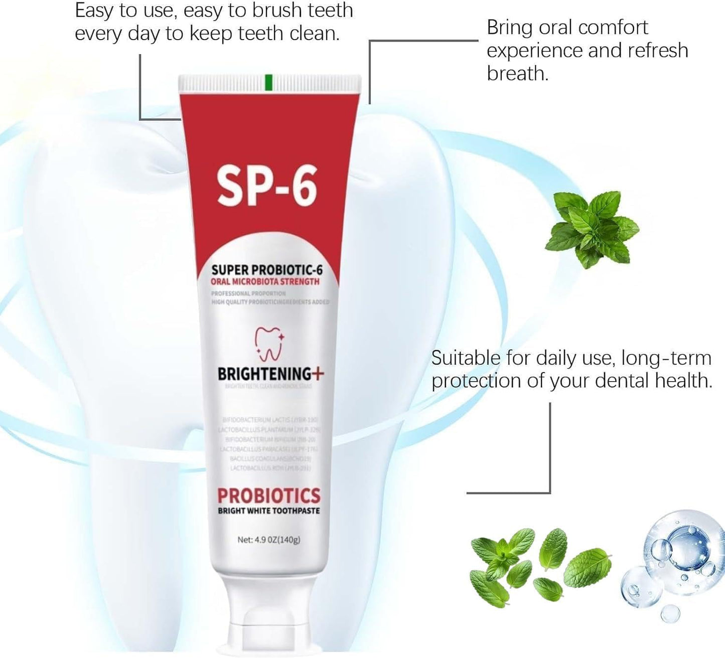 Sp-6 Probiotic Whitening Toothpaste – Fluoride-Free, Fresh Mint (2pc Bundle)