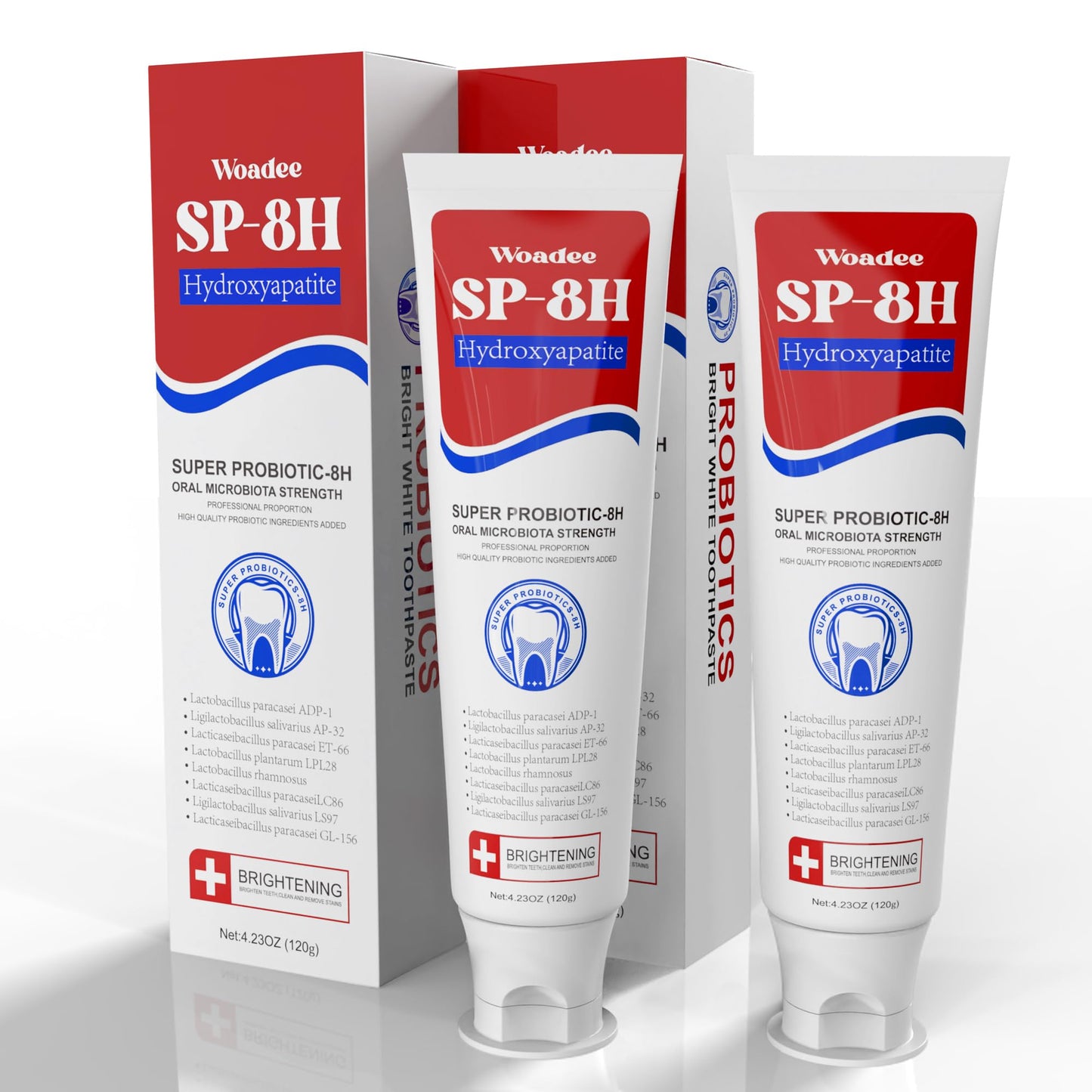 SP-8 Hydroxyapatite Probiotic Whitening Toothpaste – 8 Probiotics + HA, Fluoride-Free (2-Pack)